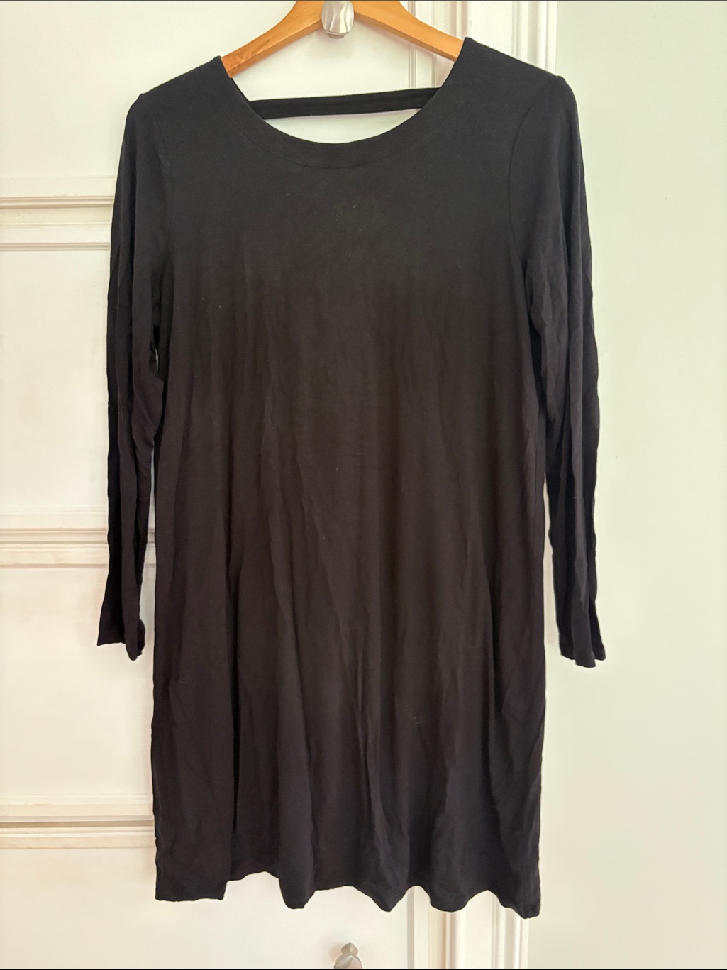 Eileen Fishe Classic Black Long-Sleeve Shift Dress - Women